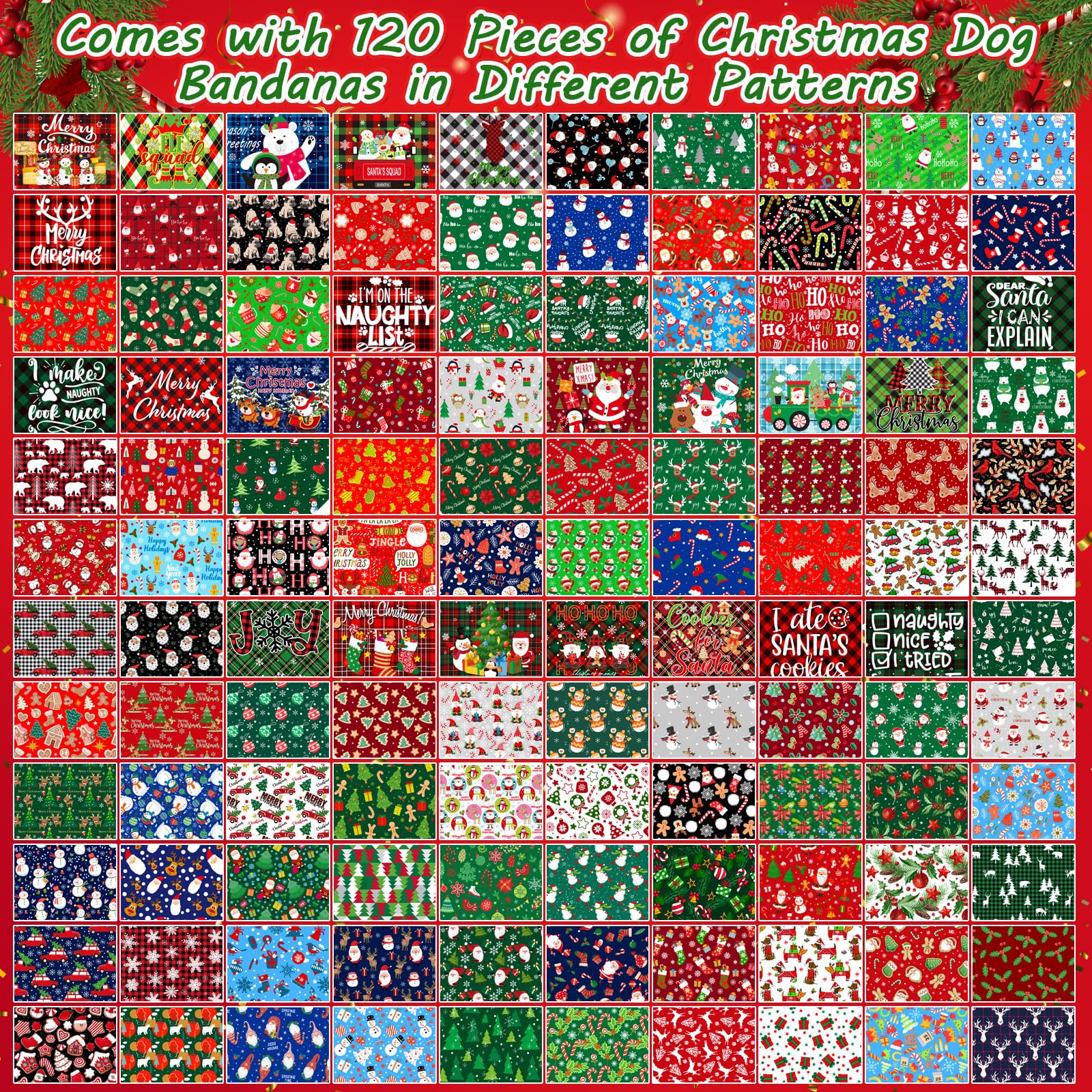Piklodo bandanas navideñas para perro, talla ajustable y lavable para todos los tamaños.