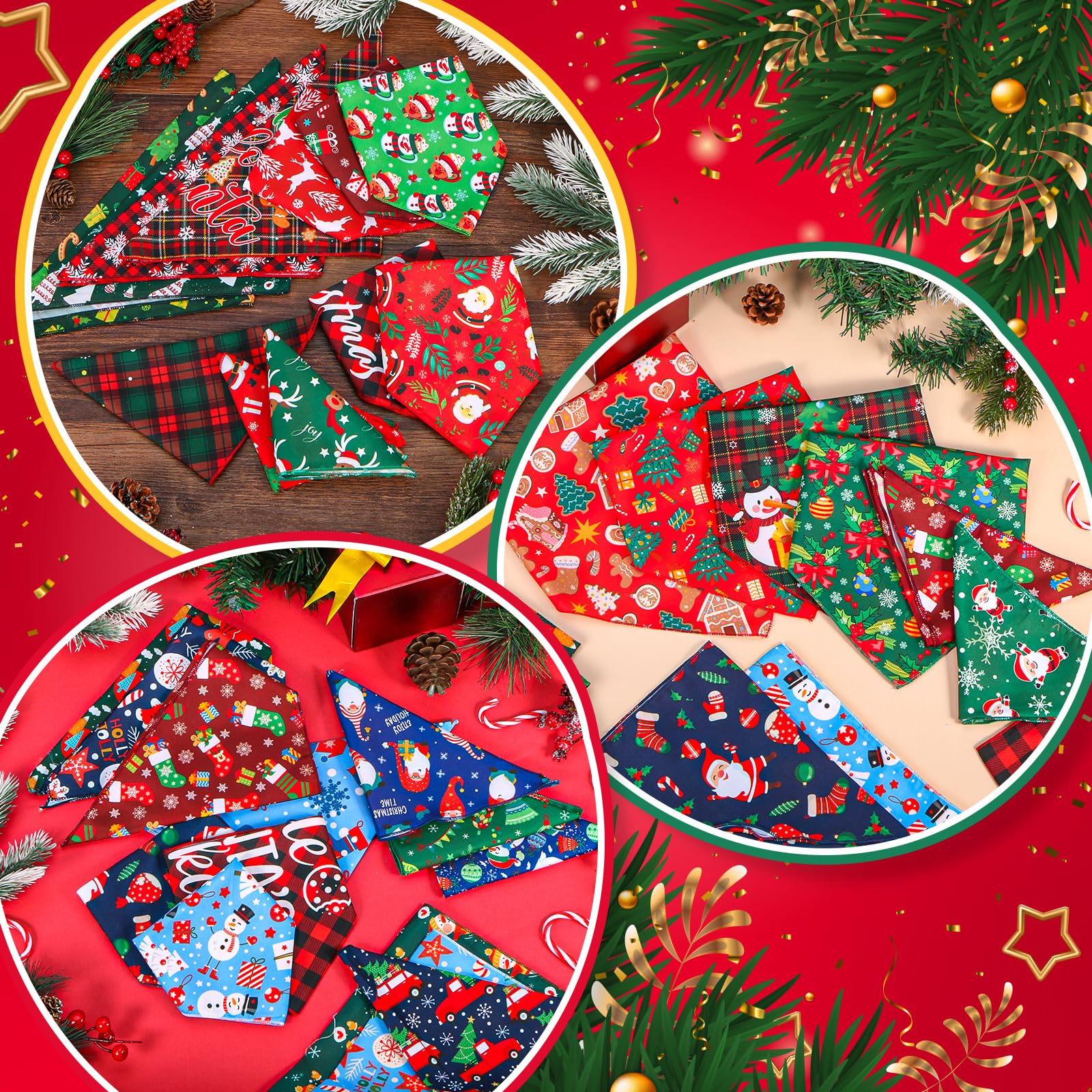 Piklodo bandanas navideñas para perro, uso versátil como accesorio, babero o sesión.