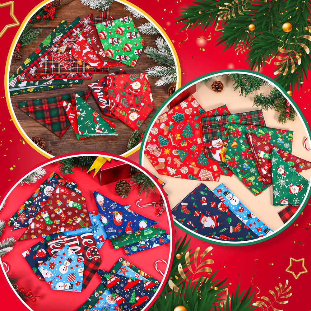 Piklodo bandanas navideñas para perro, uso versátil como accesorio, babero o sesión.
