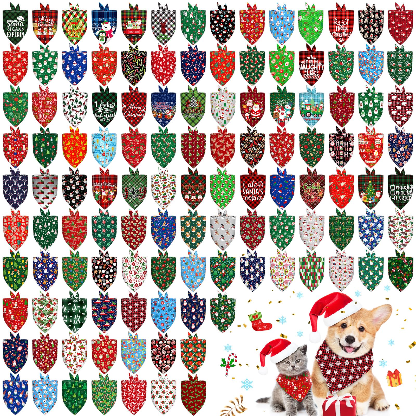 Piklodo bandanas navideñas para perro, variedad de patrones para vestir a tu mascota.