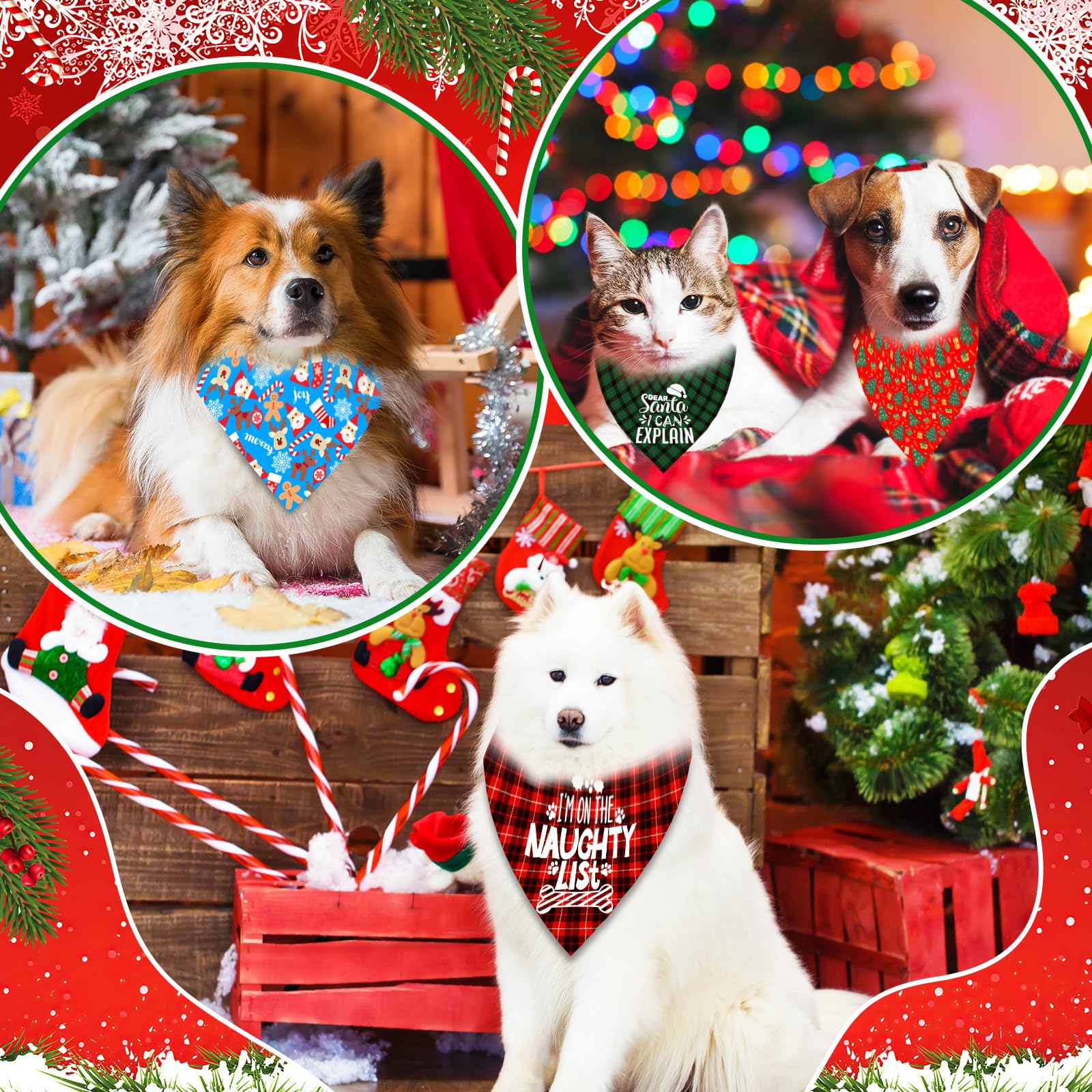 Bandana Piklodo de Santa para perro, añade toque festivo.
