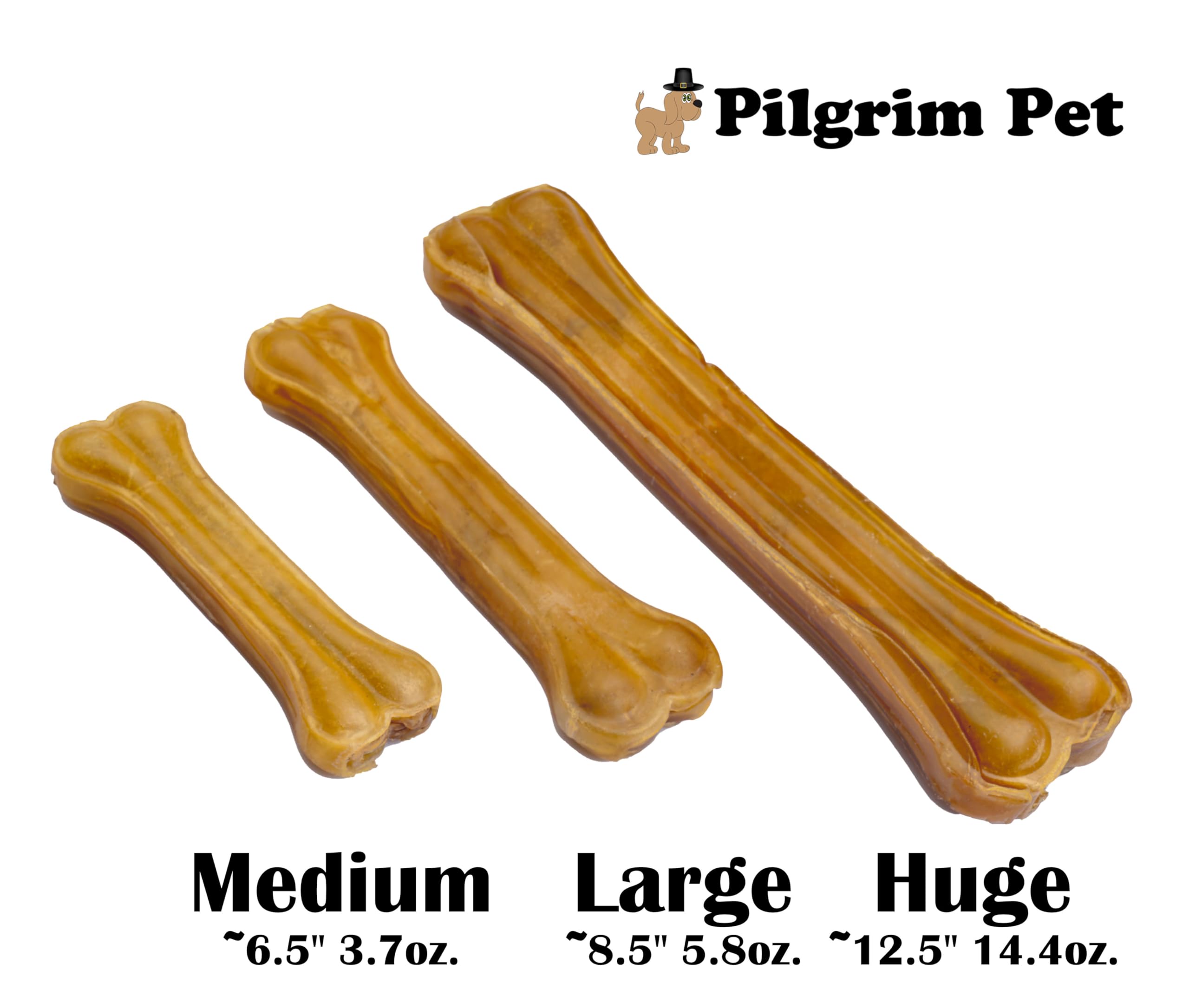 Pilgrim Pet hueso de cuero crudo comprimido, sin sabores ni conservantes.