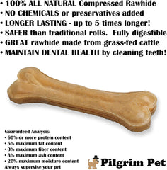 Pilgrim Pet hueso de cuero crudo, opción segura y digestible para perros medianos.