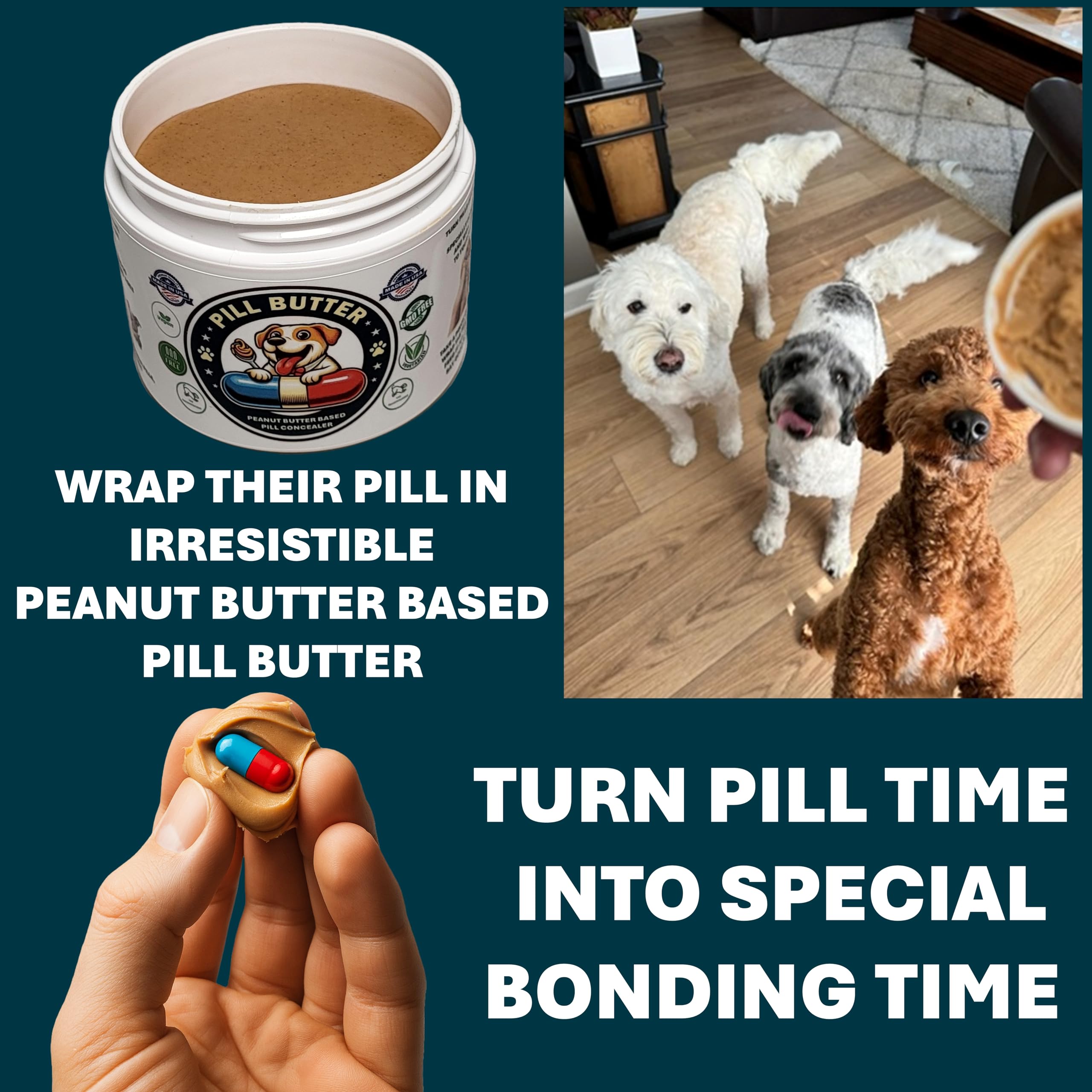Pill Butter: envase personalizado por raza facilita uso.