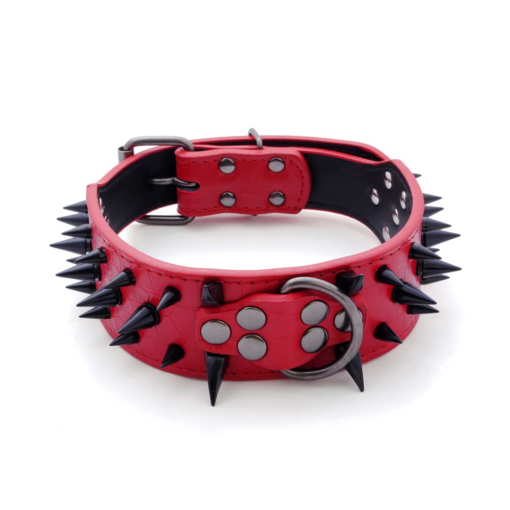 Collar Pimaodog con espigas de 2 pulgadas en rojo para perros grandes