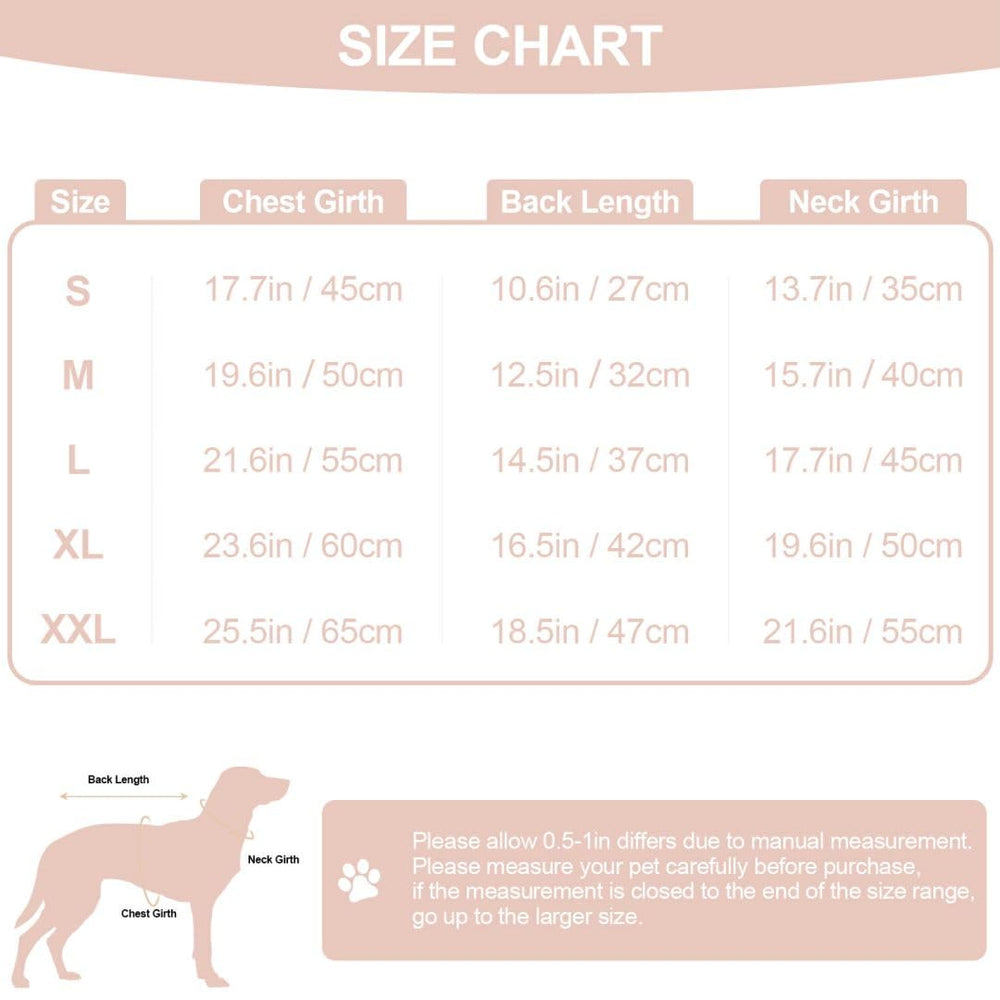 PINA abrigos disponibles en rosa y tallas S-XXL para perros.
