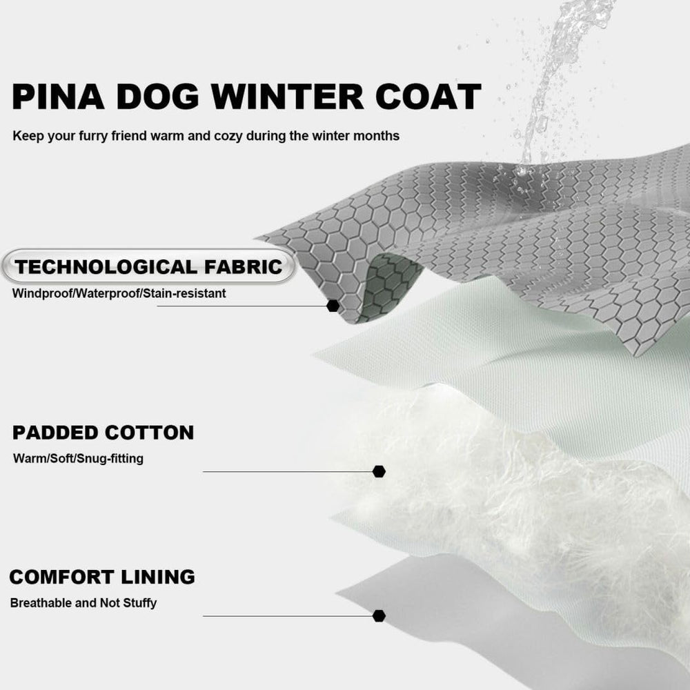 PINA abrigo de perro con cordón ajustable para mejor ajuste y comodidad.