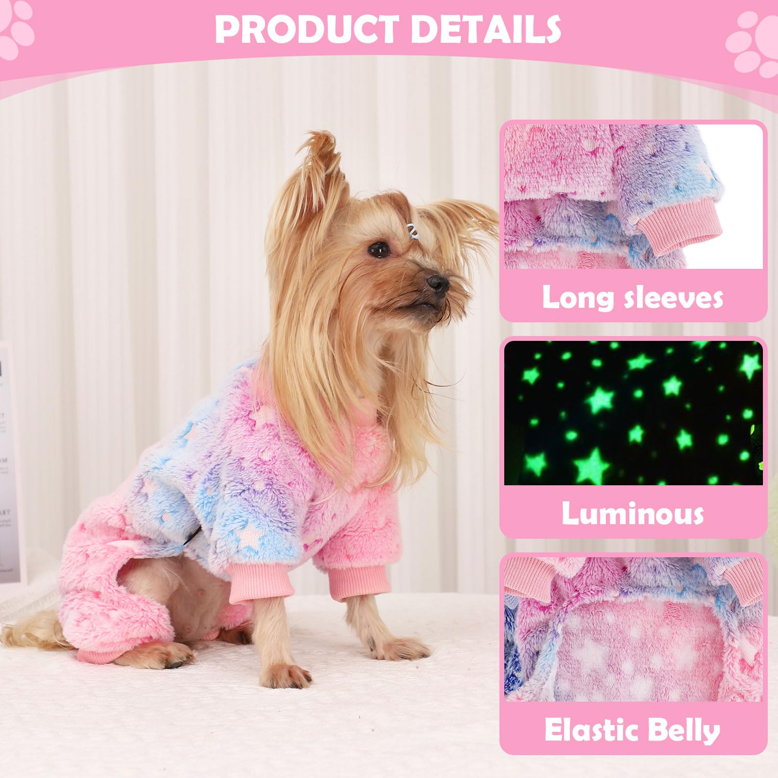 Pijama PinkBow felpa, abdomen abierto para facilitar cambios de baño.