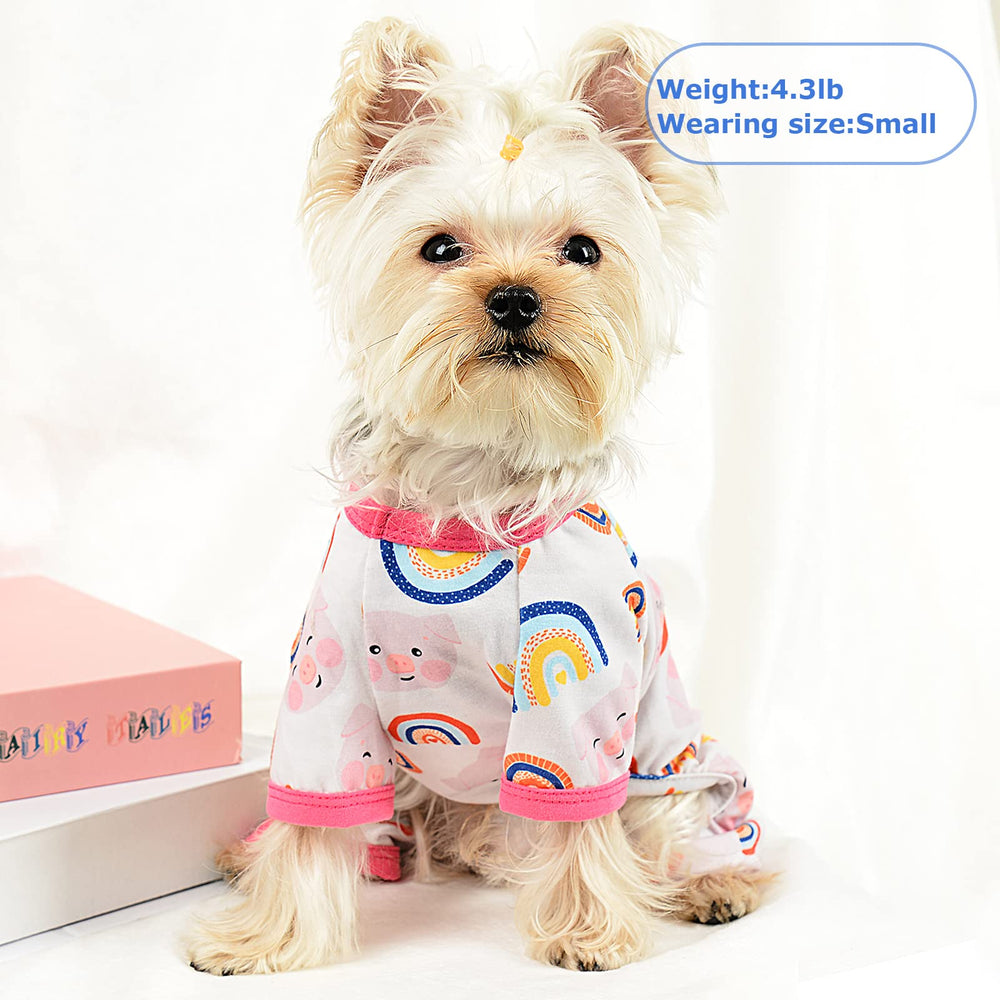 Pijama PinkBow con recorte de barriga, facilita pausas para hacer sus necesidades.