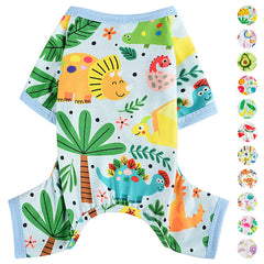 Pijamas PinkBow para perro con dinosaurio azul, cómodo para dormir y paseos diarios.