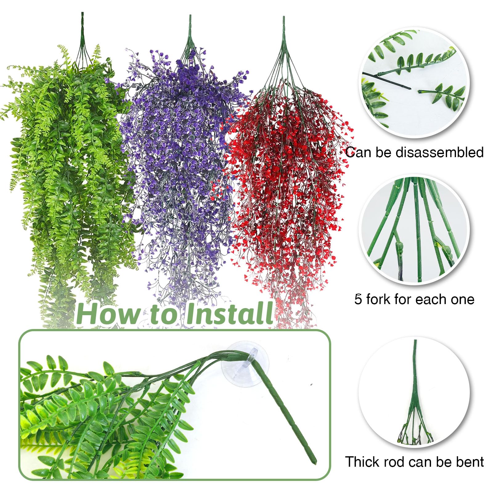 PINVNBY lianas para terrario moradas, color vibrante y escondites.