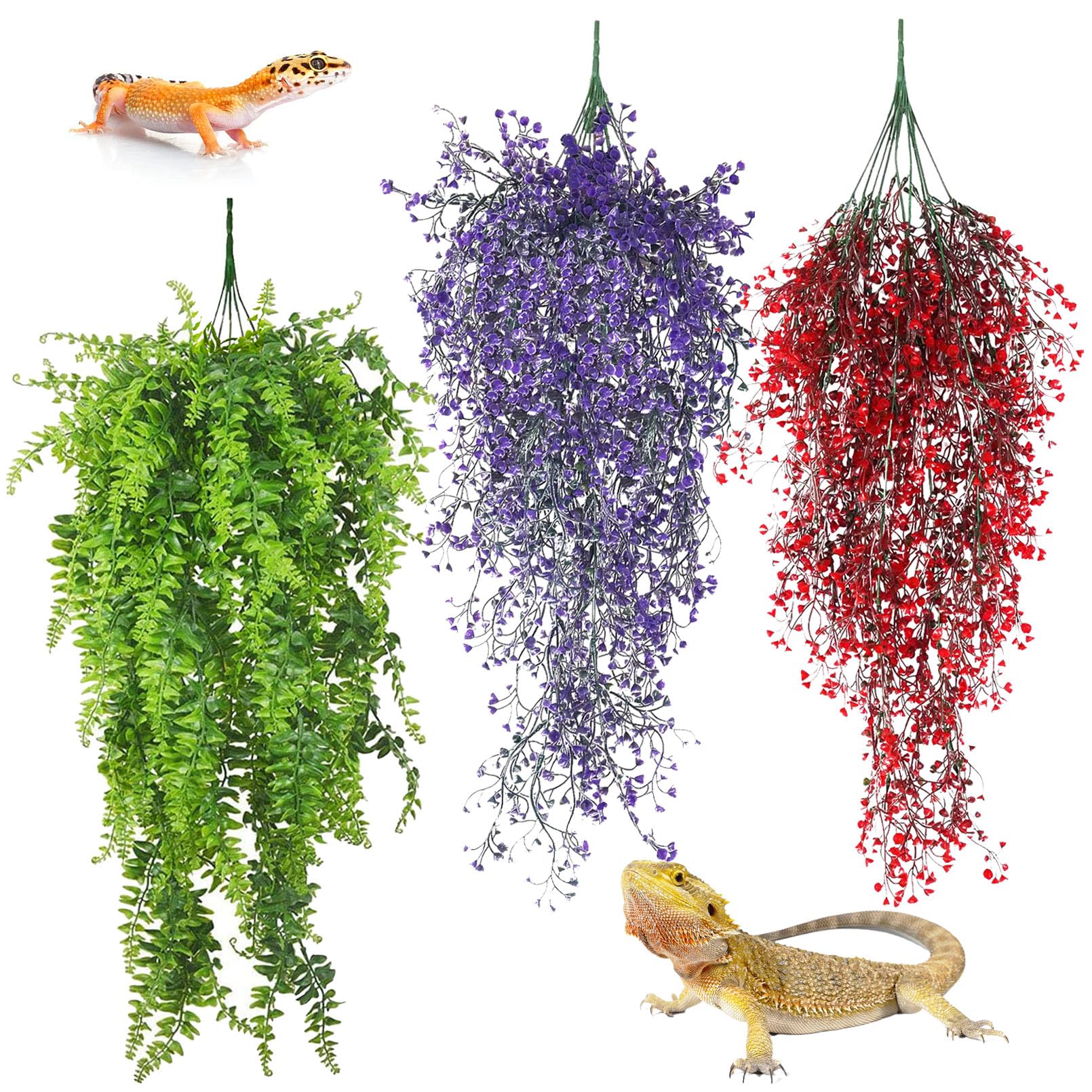 PINVNBY lianas para terrario verde, refugio seguro para reptiles.