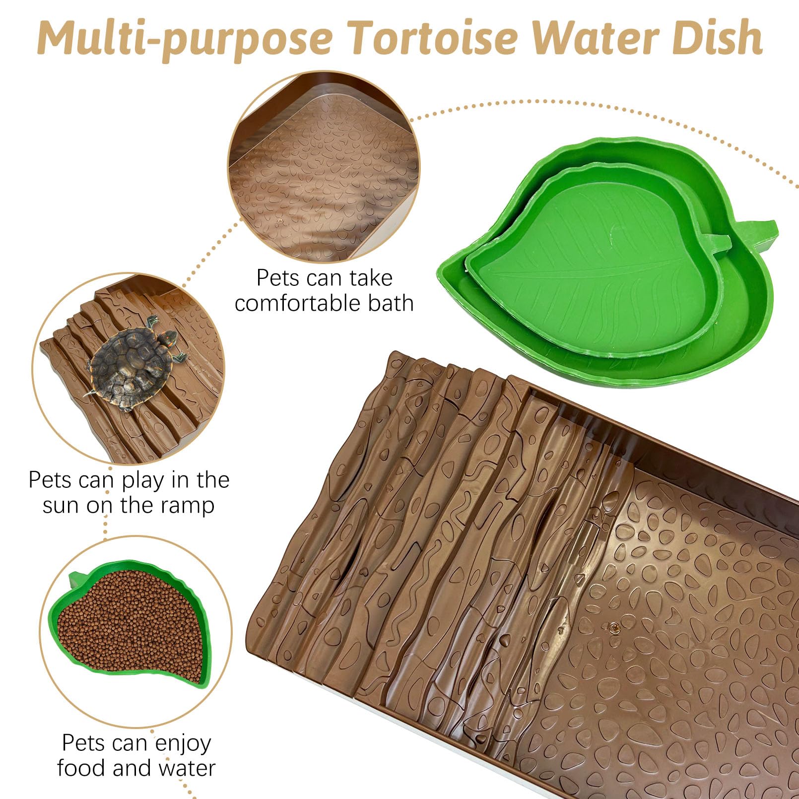 PINVNBY accesorios hábitat tortuga, conjunto práctico para alimentación y baño.