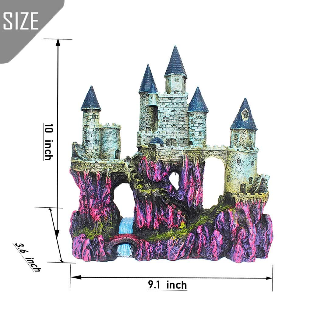PINVNBY castillo para acuario, colores vivos que realzan el paisaje acuático.