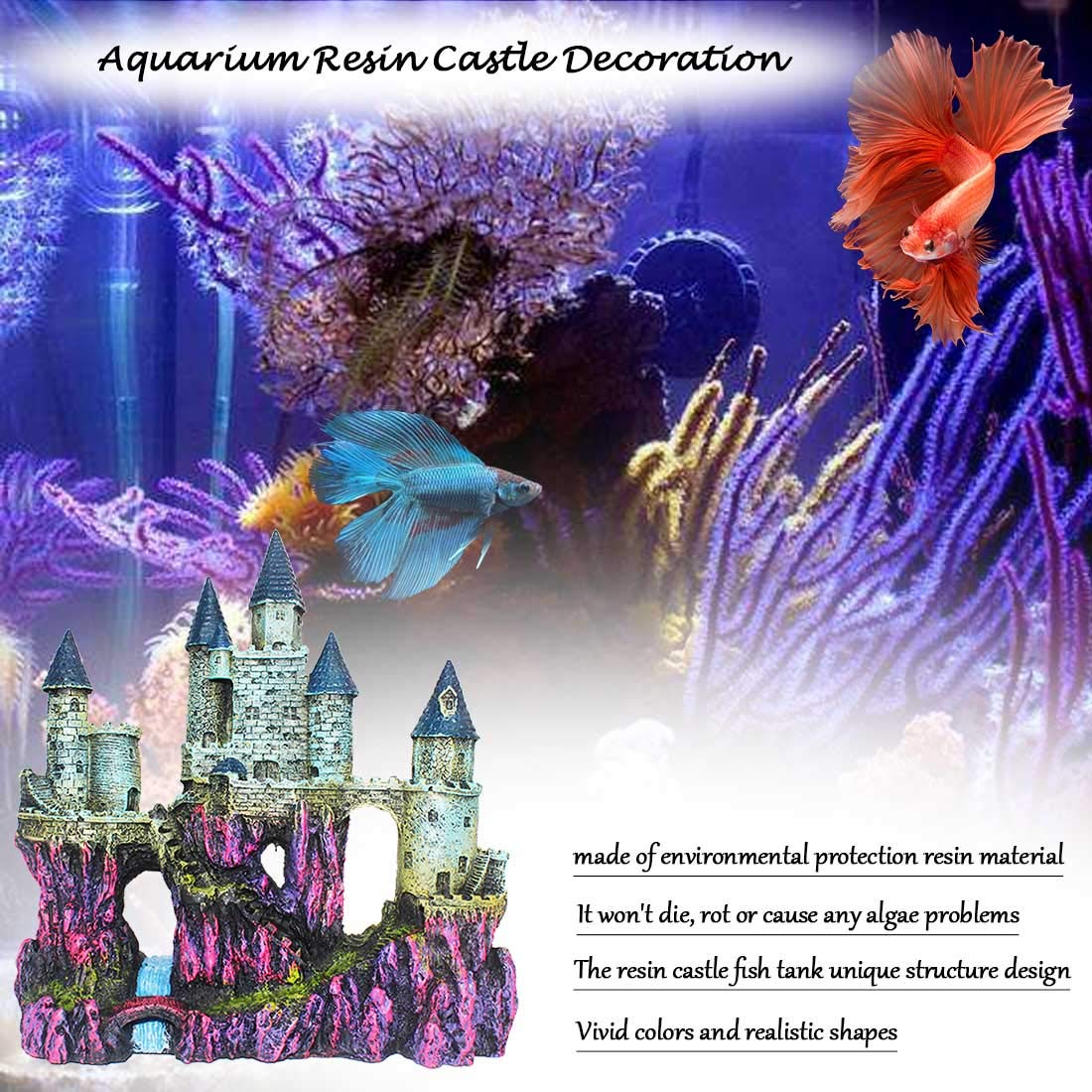 PINVNBY castillo acuario, puertas y huecos para explorar y esconderse.