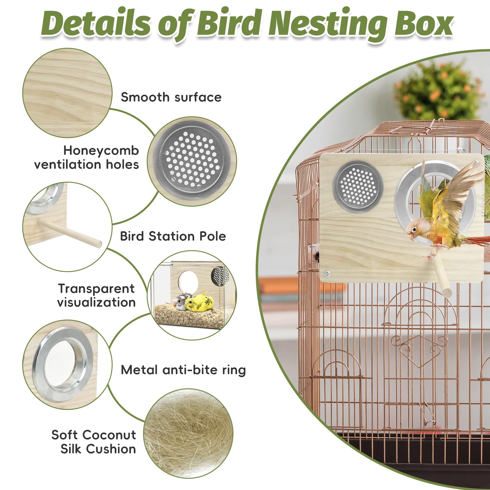 PINVNBY nido compacto para aves pequeñas, ideal para espacios reducidos
