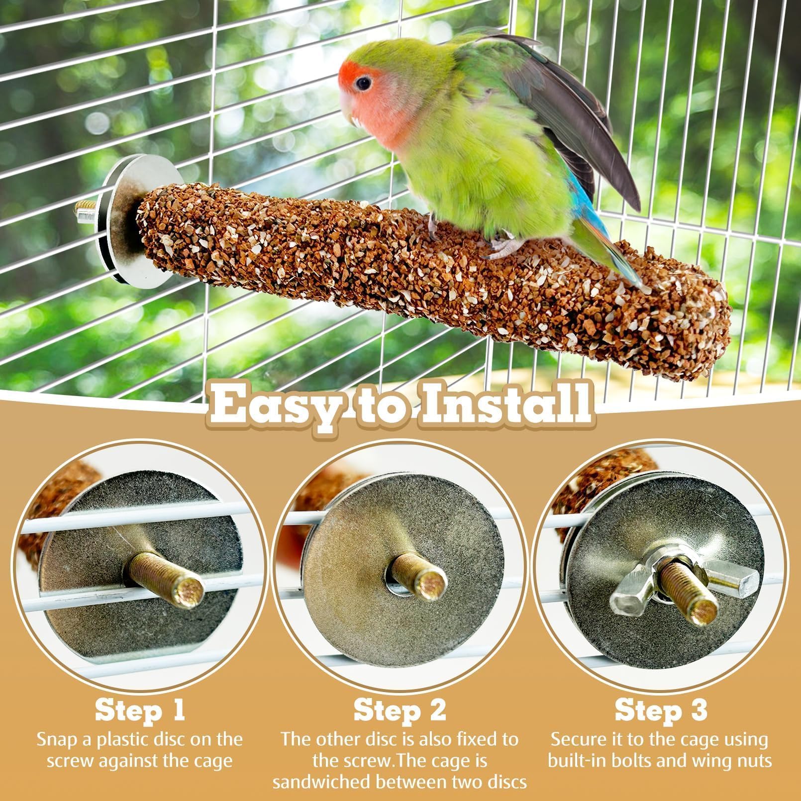 PINVNBY paquete de 4 perchas para aves pequeñas y medianas.