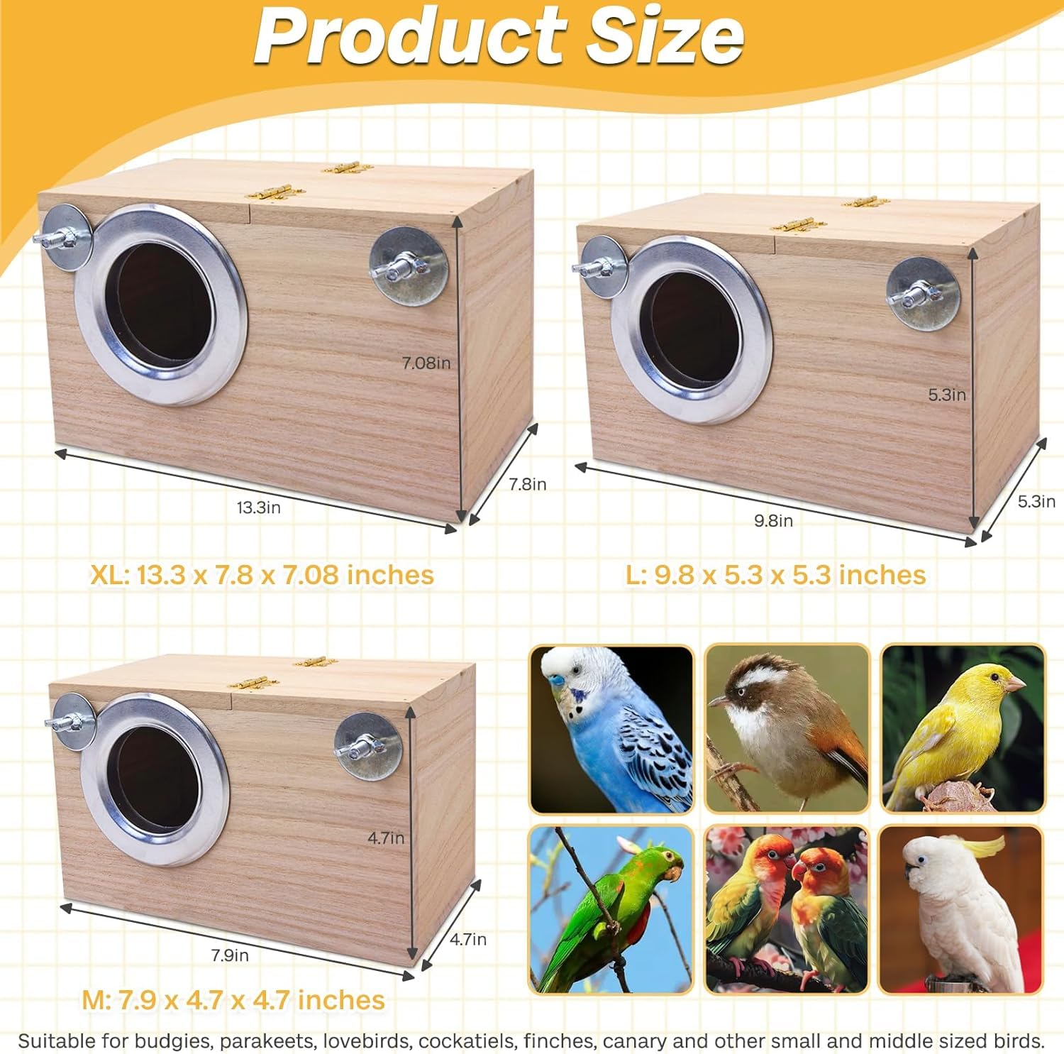 PINVNBY nido de aves: tapa del nido abierta para acceso y limpieza