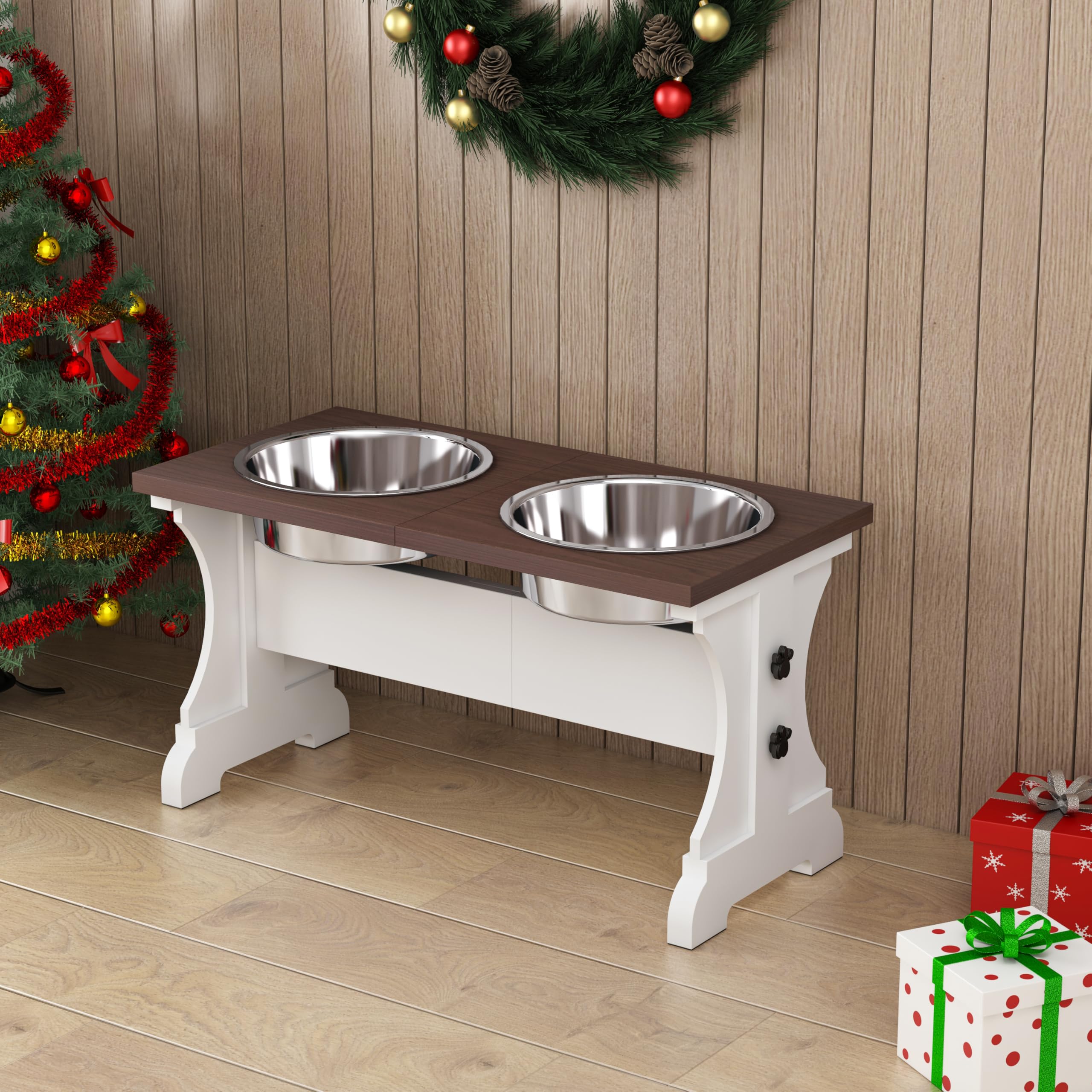 Piskyet base de cuencos elevados de madera para una alimentación a altura cómoda
