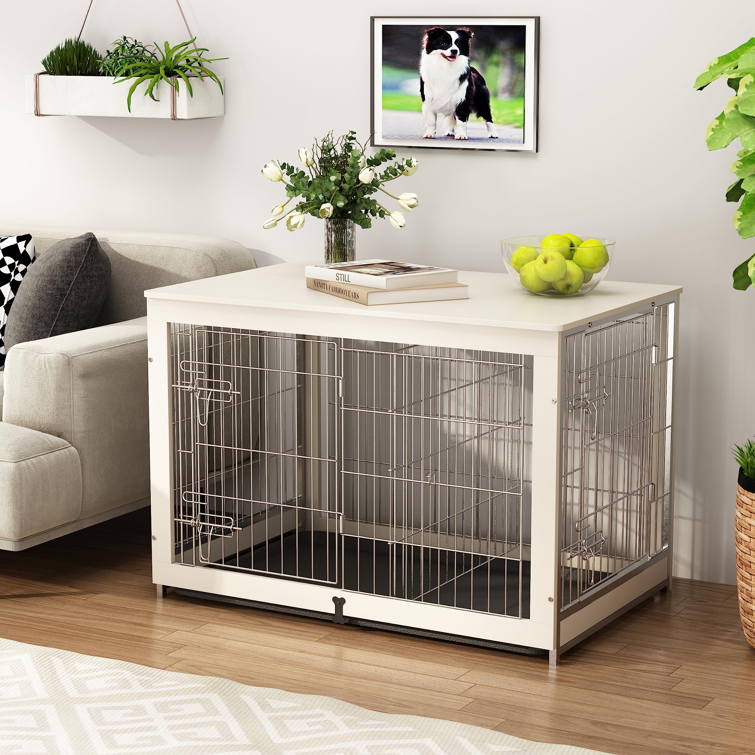 Piskyet caja de perro con bandeja deslizante para limpieza rápida