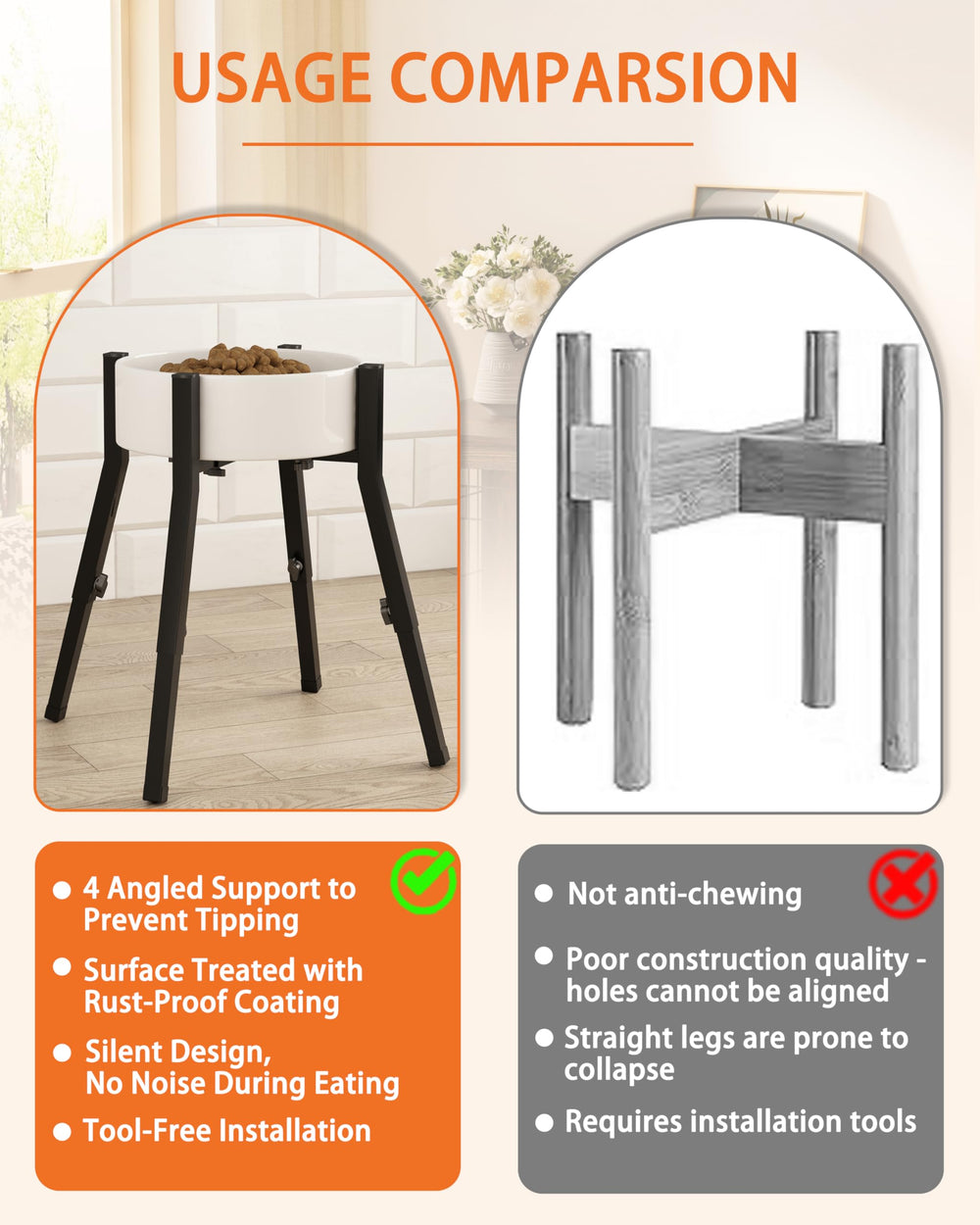 Piskyet soporte elevado para perro grande, altura ajustable de 7.5 a 15 pulgadas