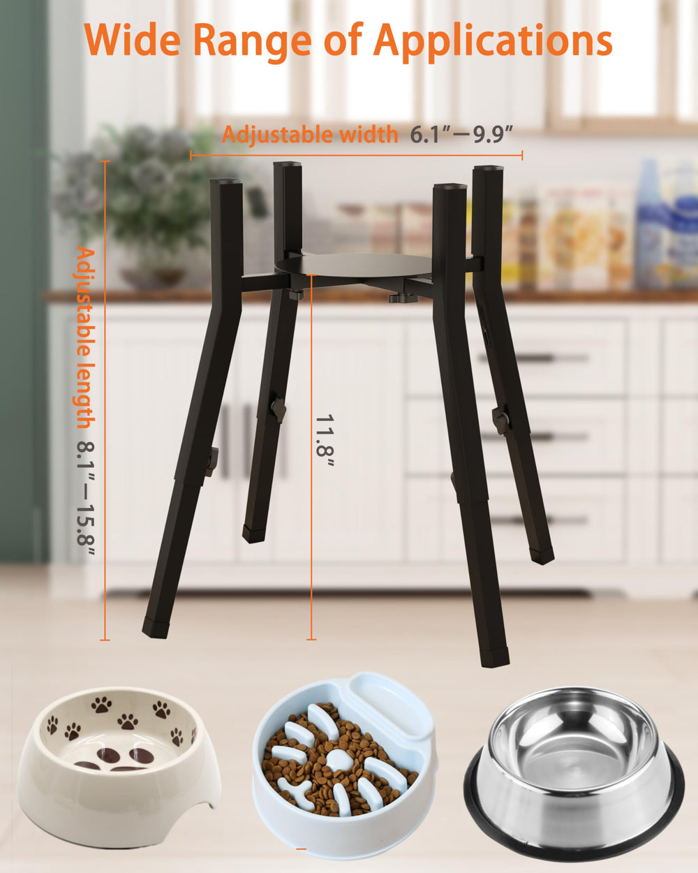 Piskyet soporte elevado para perro grande, ajuste de tamaño para tazones 6-10 pulgadas