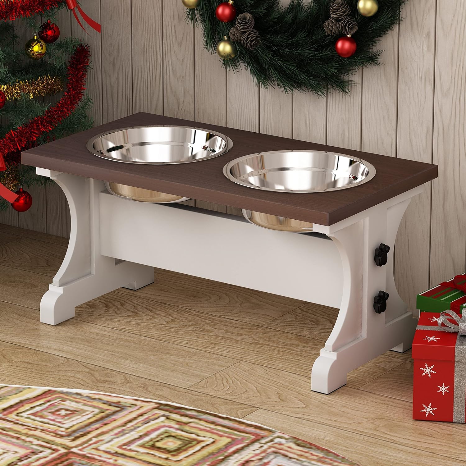 Soporte granja moderno de Piskyet eleva la comida del perro para una postura cómoda.