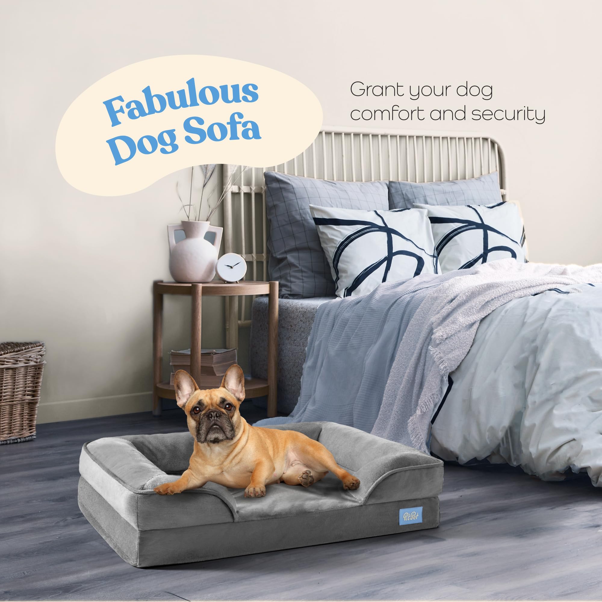 Pitpet cama de perro con espuma eggcrate para distribución uniforme del peso.