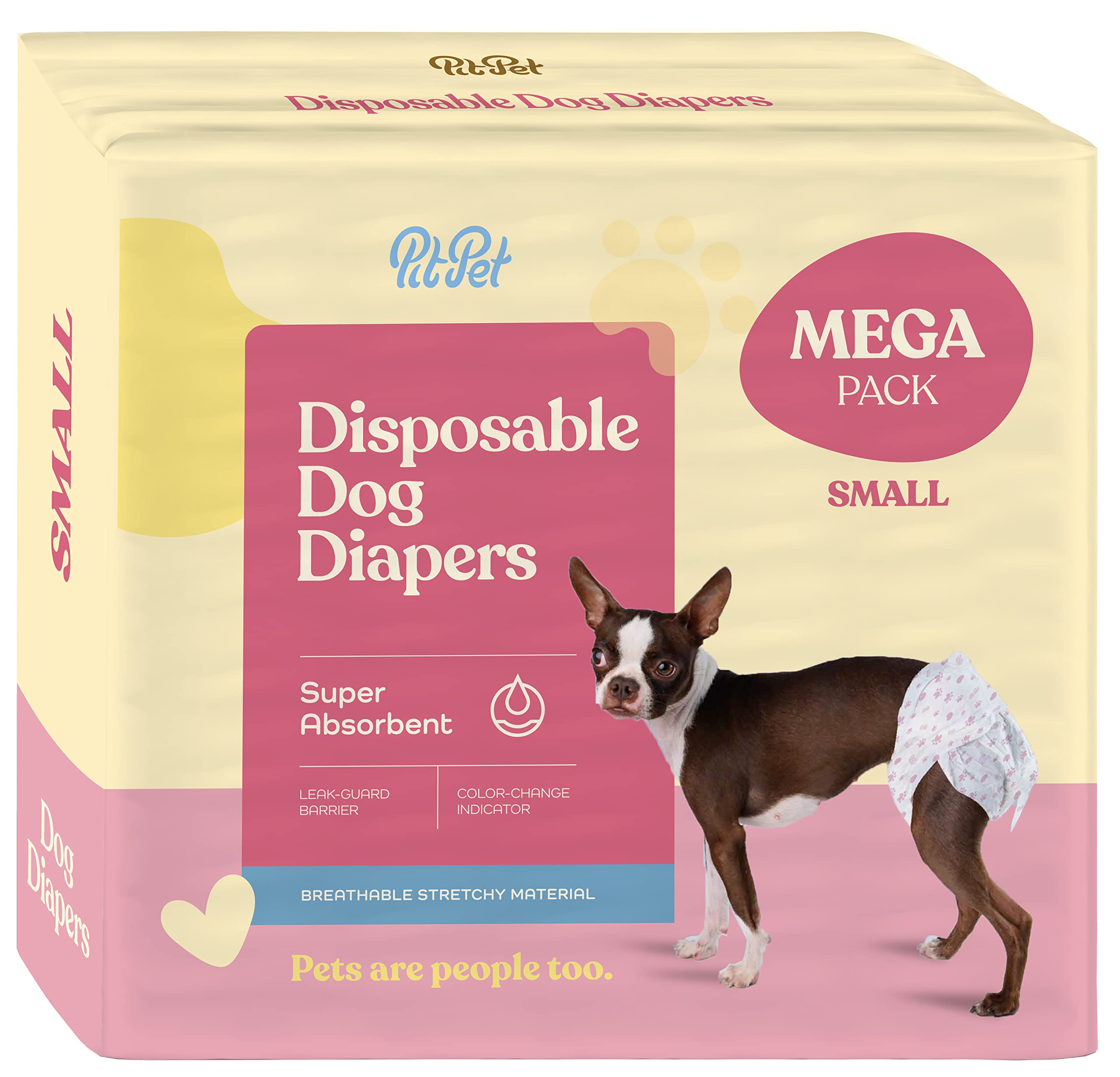 PITPET pañales para perras en empaque de doce unidades para uso diario seguro.