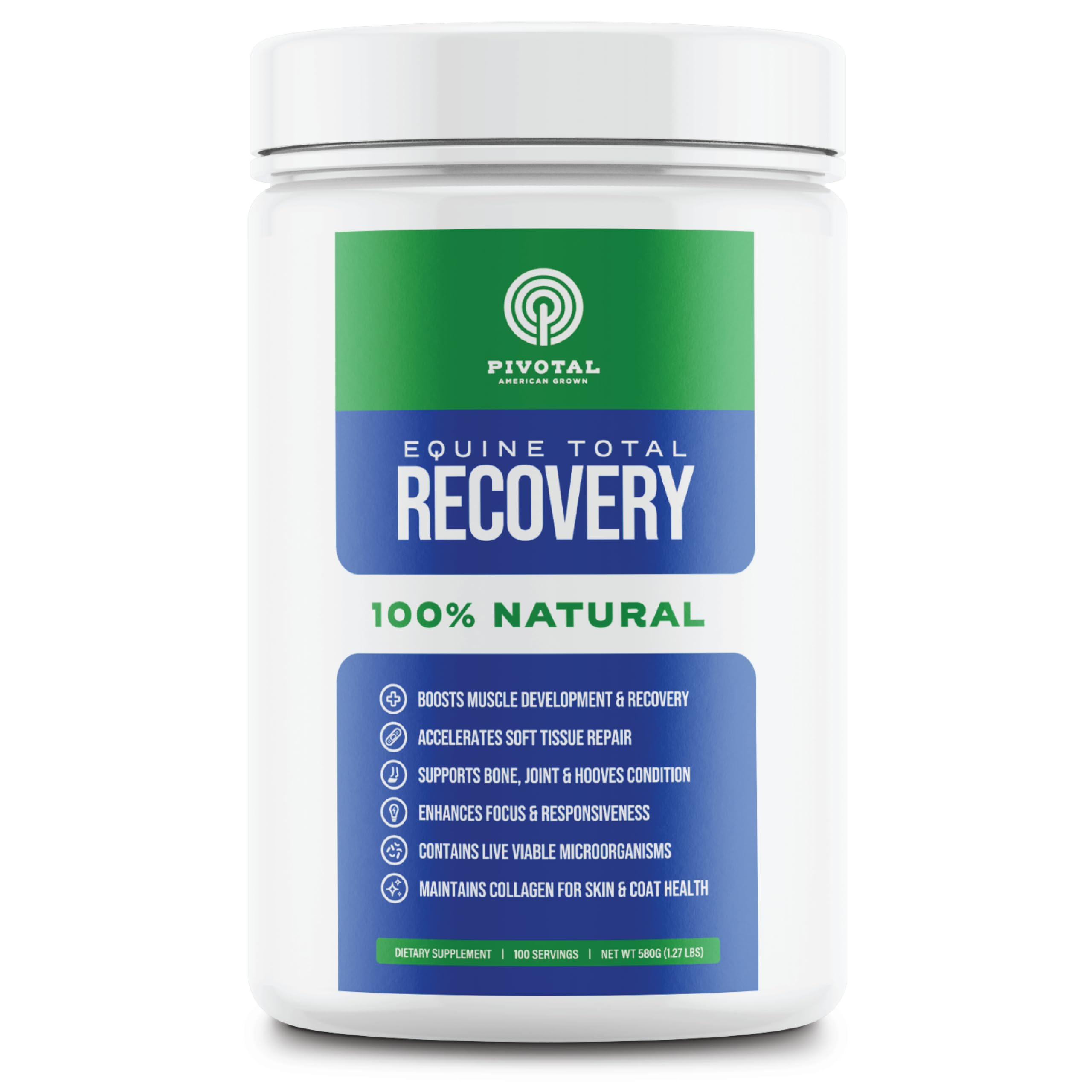 Pivotal Equine Total Recovery: vertido de la botella para recuperación muscular