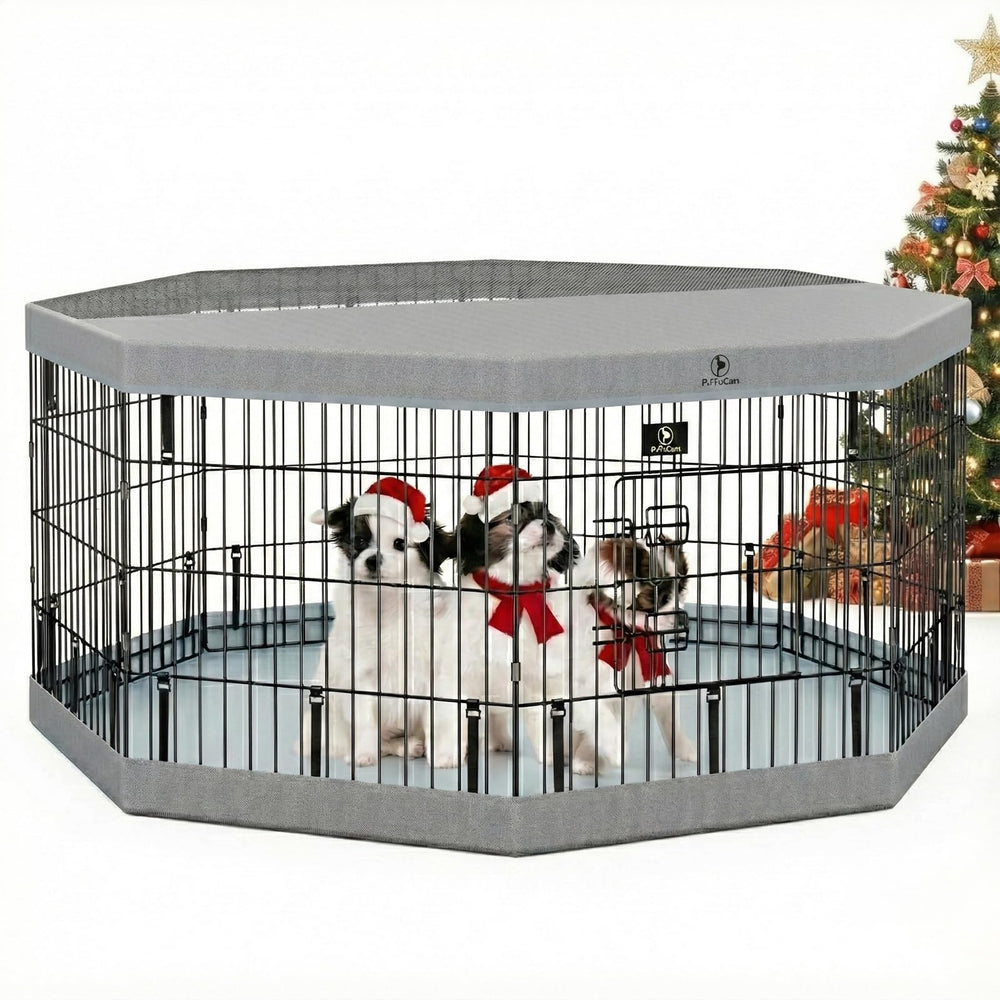 PJYuCien cercado para perros, 8 paneles, montaje fácil en interiores