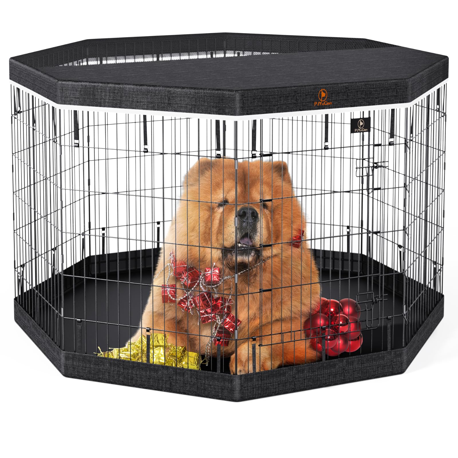 PJYuCien jaula para perros con 8 paneles de 42 pulgadas, espacio de juego seguro.