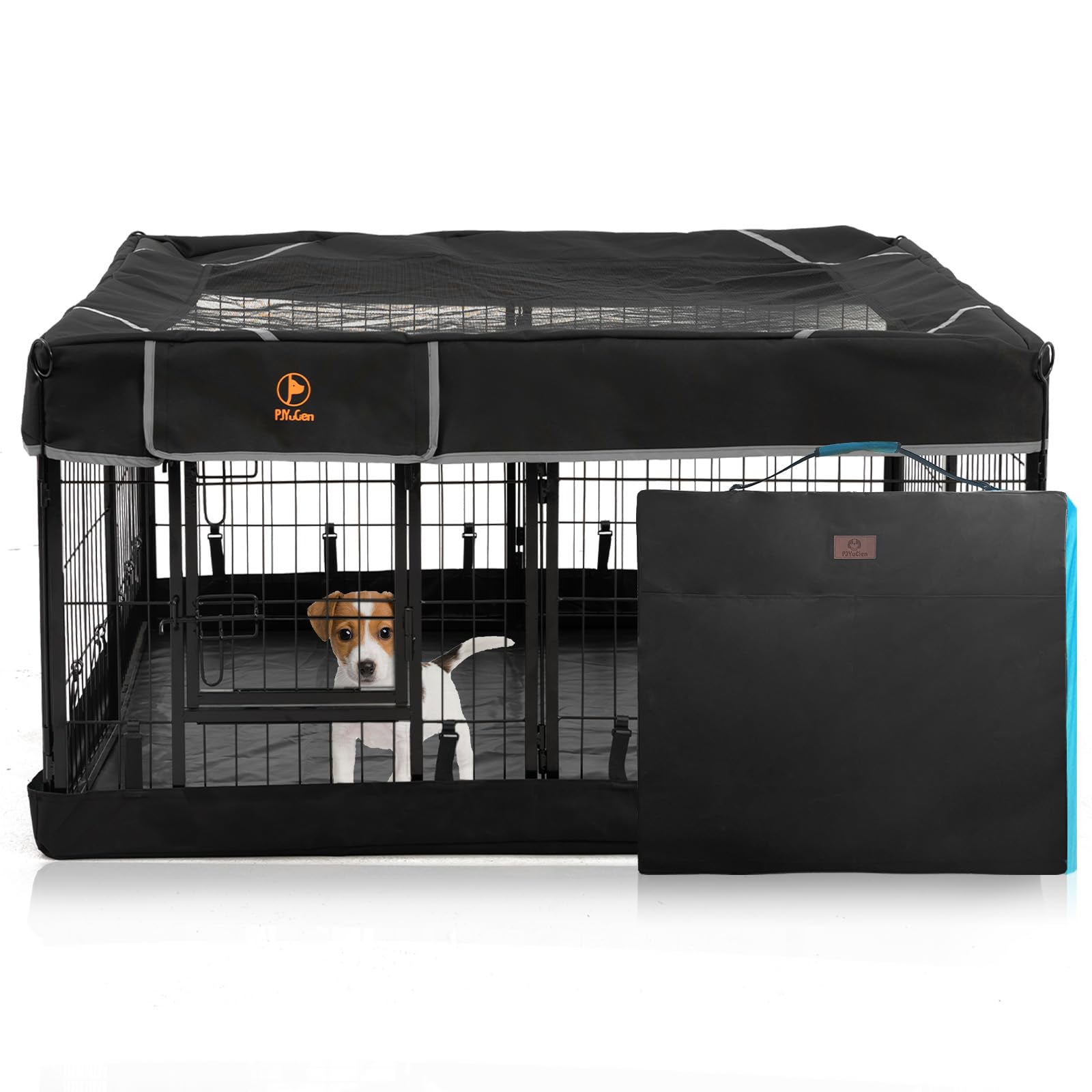 PJYuCien jaula para perros exterior de 24 pulgadas con 8 paneles, ideal para camping.