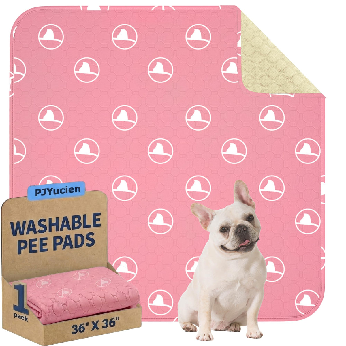 Tapete PJYuCien lavable para jaula de perros 36x36 rosa, protección suave.