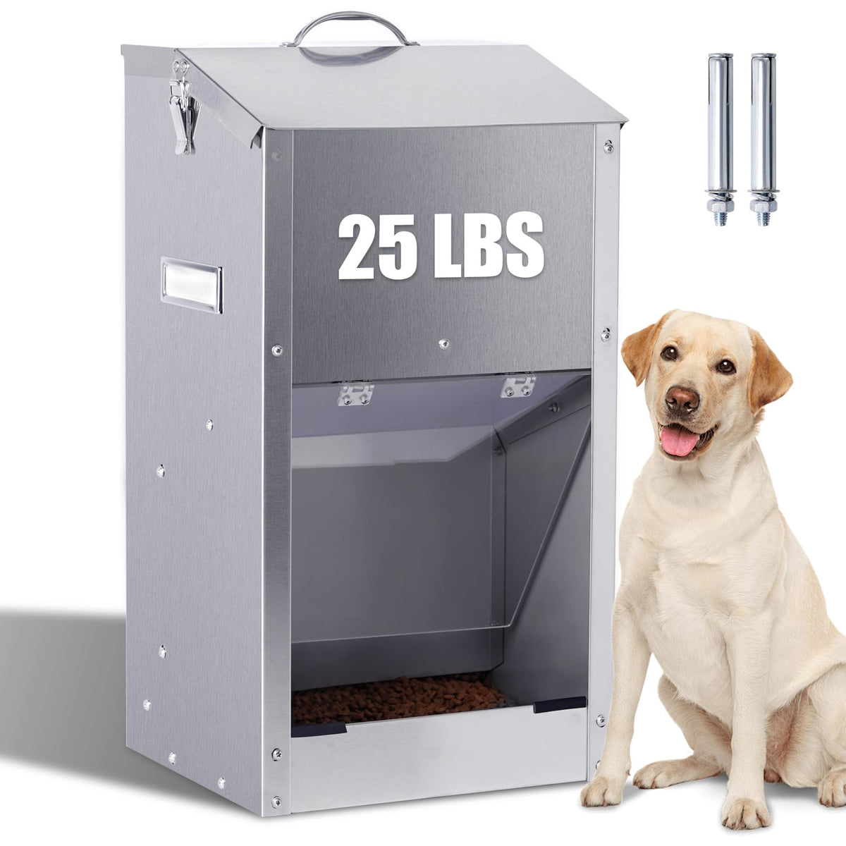 PKNYBZH dispensador de alimento para perros grandes con asa, gran capacidad para varias mascotas.