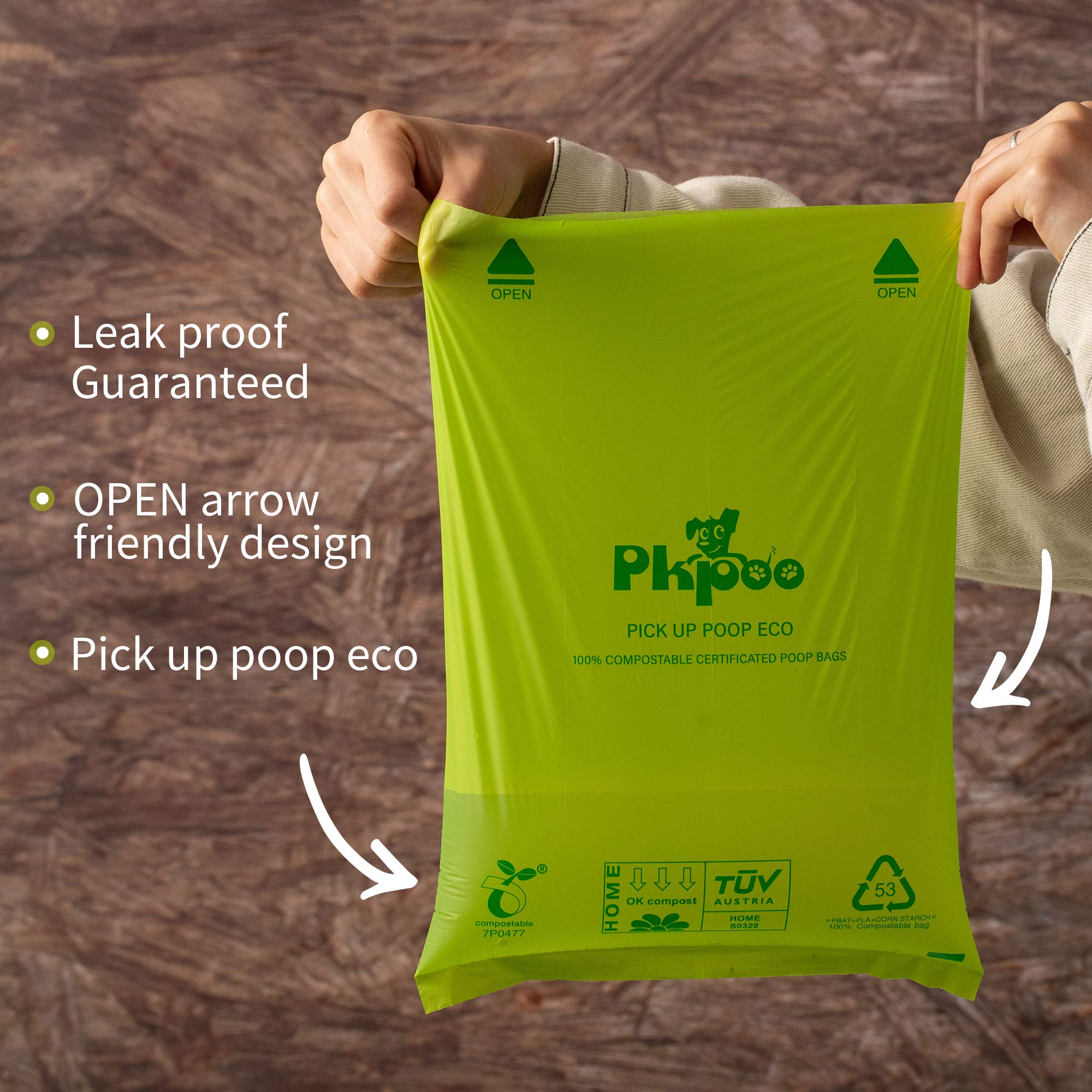 Pkpoo bolsas-excrementos-perro-gruesas-20um: barrera resistente para evitar filtraciones durante la recogida.
