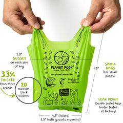 PLANET POOP bolsas anti fugas de 20 micras, recogida confiable