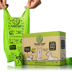 PLANET POOP: bolsas extralargas con asas para recoger desechos de perro con mayor comodidad