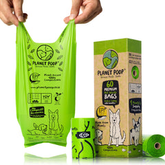 PLANET POOP bolsas para desechos de perros, extra largas con asas, fáciles de recoger.