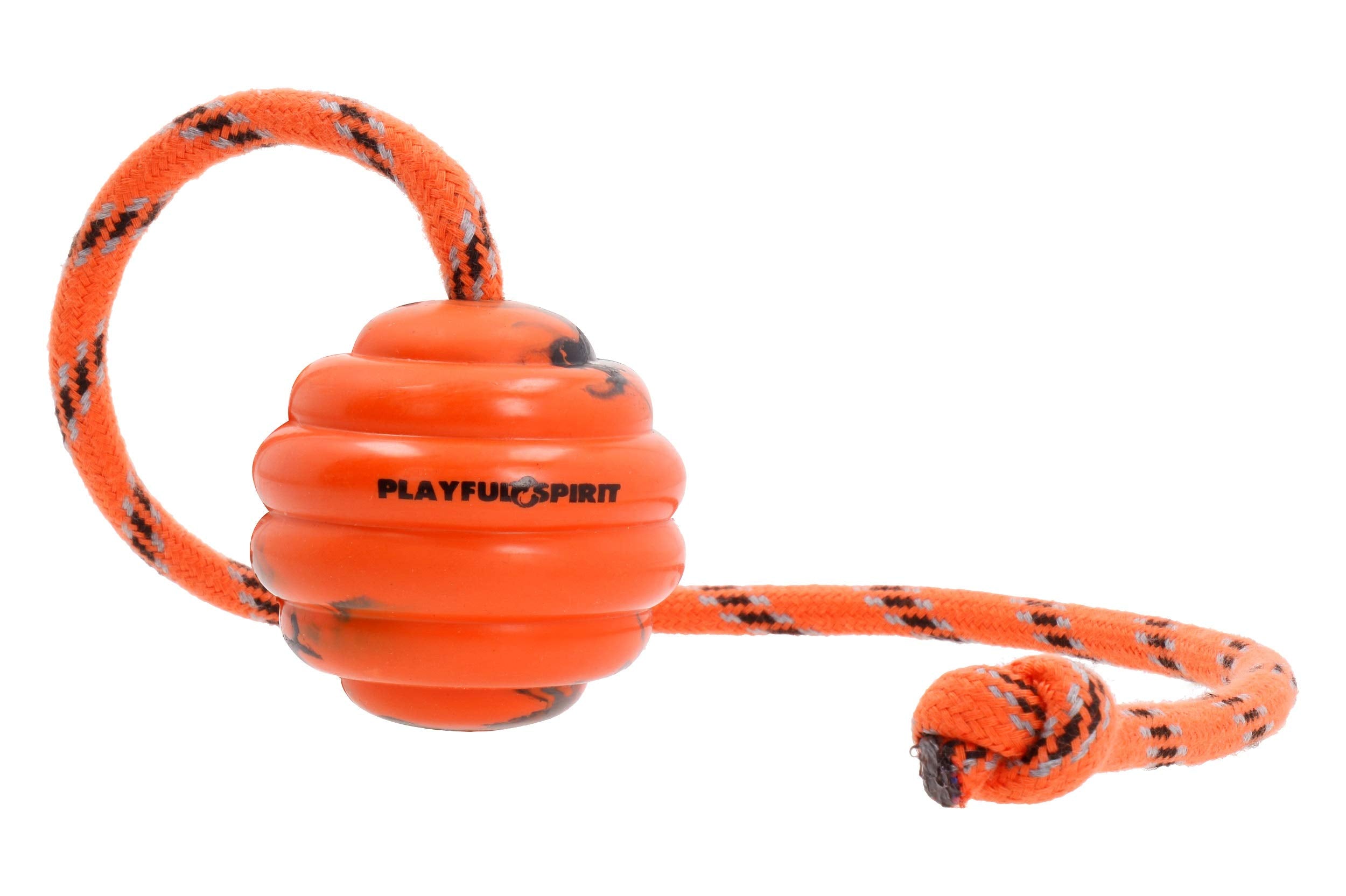 PlayfulSpirit Pelota de goma con cuerda para entrenamiento y juego al aire libre.