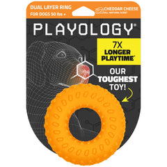 Playology: anillo doble de masticar, resistente para mordidas fuertes y juego prolongado.