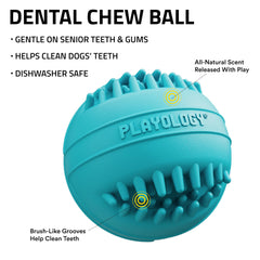 Playology bola dental aroma mantequilla, estimula el olfato y mantiene al perro entretenido.