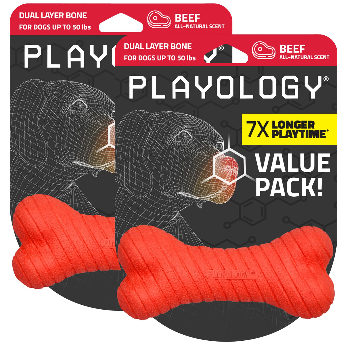 Playology Hueso de doble capa para perros, ideal para masticar diariamente.