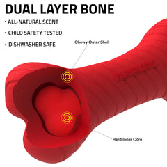 Playology Hueso doble capa rojo, resistente para juego interior y exterior.