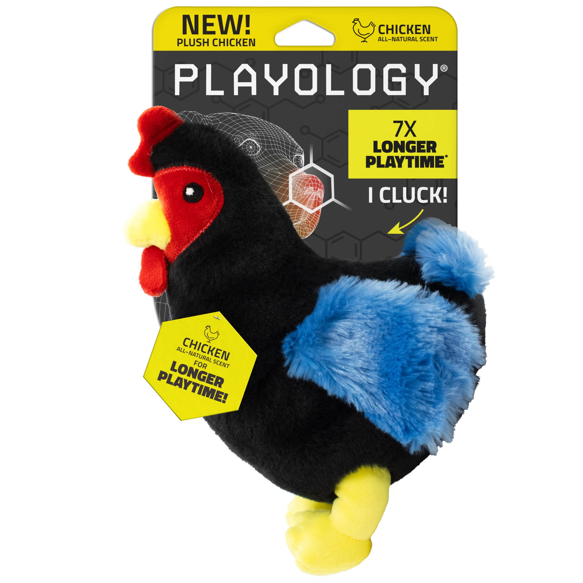 Playology Juguete gallina peluche con olor a pollo para perros, ideal para juego suave.