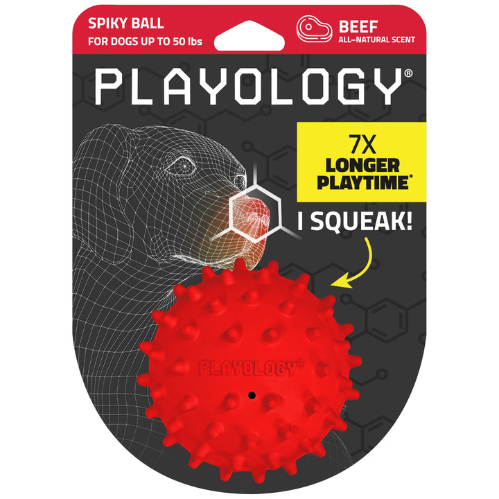 Playology: Pelota espiga para perros medianos, ideal para juego activo y mordisqueo.