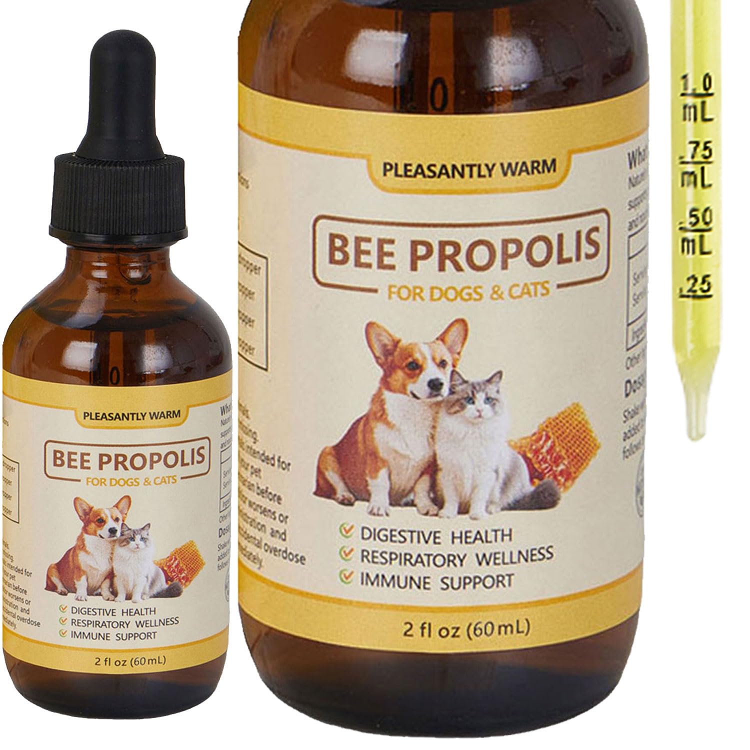 Pleasantly Warm Propolis para perros y gatos, suplemento líquido para cuidado oral.