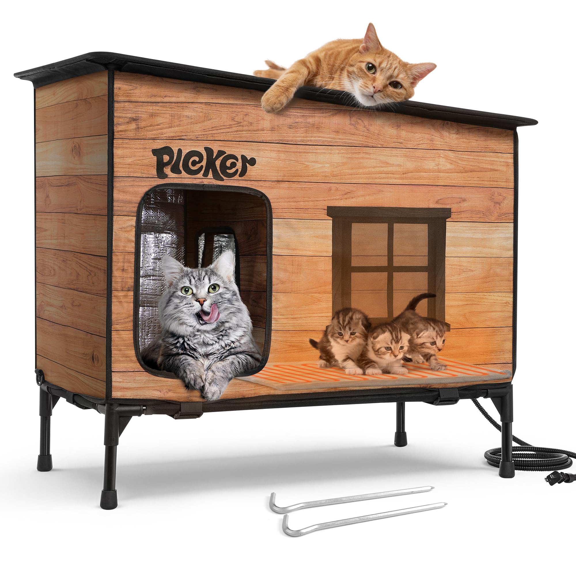 PLEKER casa-gato-calefaccion-exterior: refugio cálido y seco para gatos al aire libre.