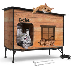 PLEKER casa-gato-calefaccion-exterior: refugio cálido y seco para gatos al aire libre.