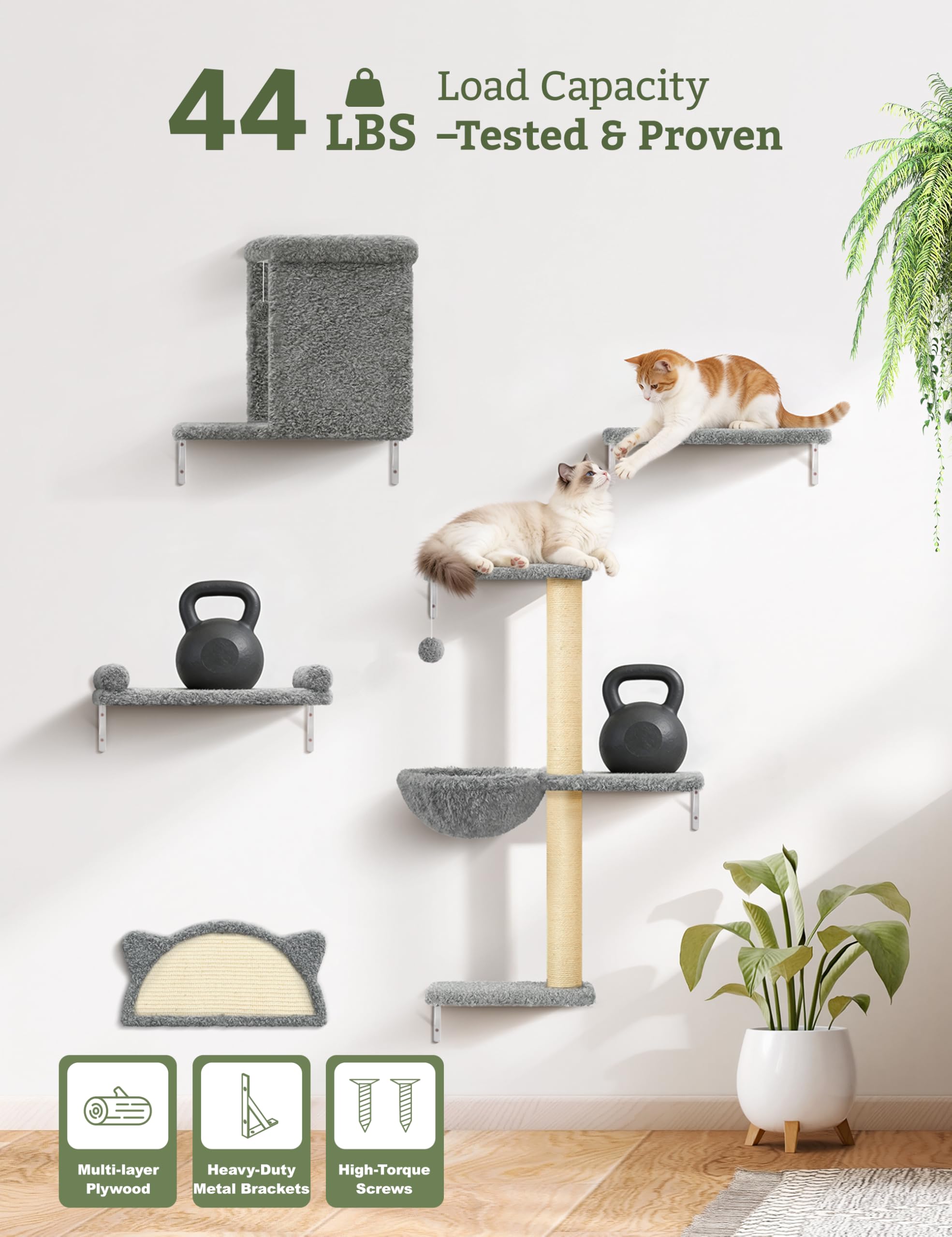 PLEKER estantería pared gato, diseño moderno y compacto.